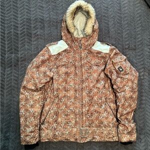 Rossignol Women's Ski Jacket in Rust Floral with Cream Accents